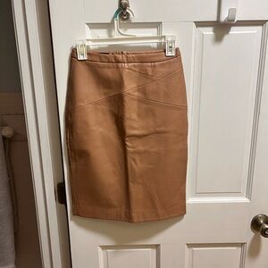Light brown/tan faux leather pencil skirt
